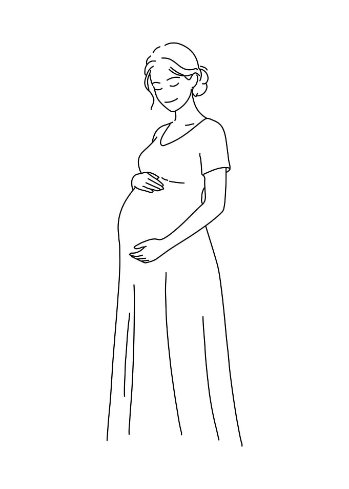 Pregnant Woman Line Art Illustration