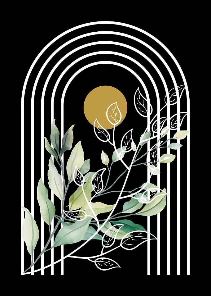 Botanical Arch with Golden Sun