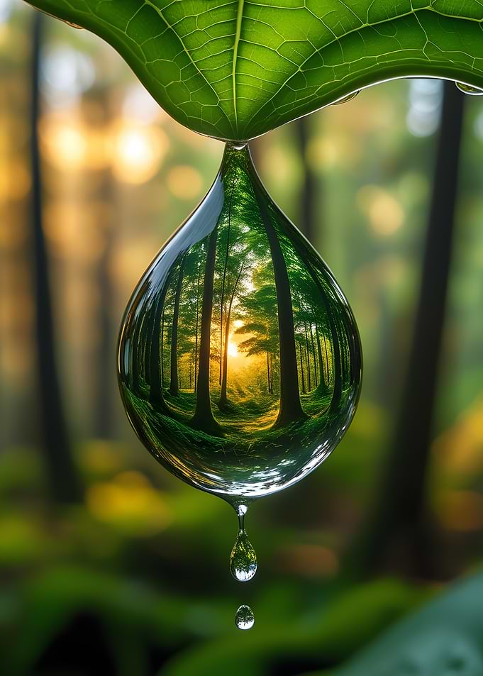 Forest Reflection in Water Drop