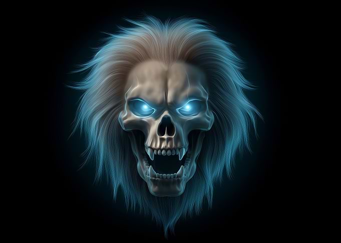 Glowing Skull with Hair