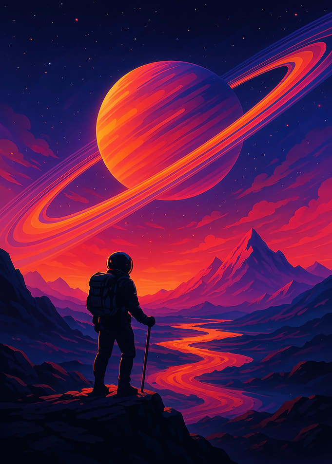 Astronaut on Alien Planet Landscape