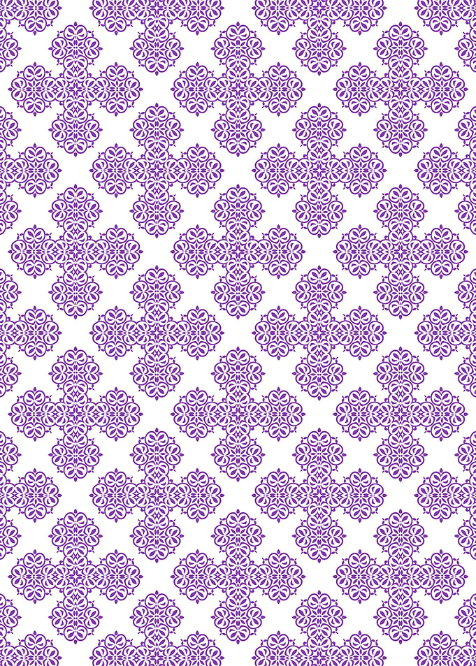 Purple Ornate Floral Cross Pattern