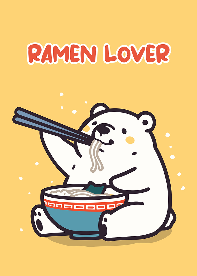 Ramen Lover Polar Bear Illustration