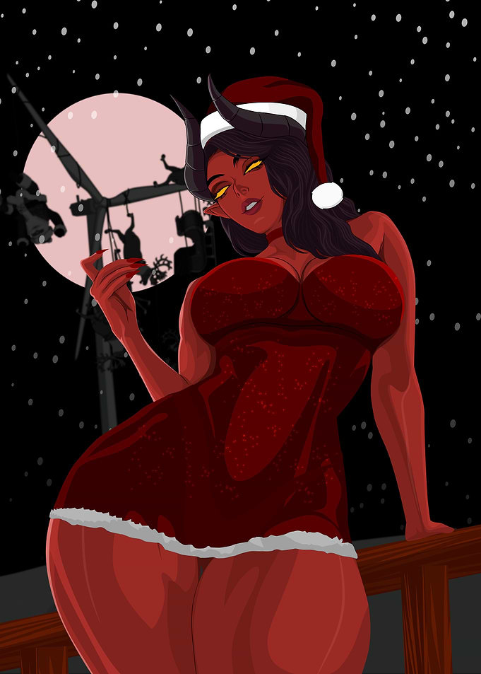 Christmas Devil Girl Illustration