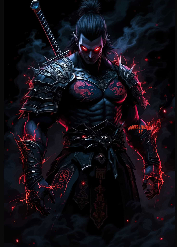 Dark Warrior with Red Eyes