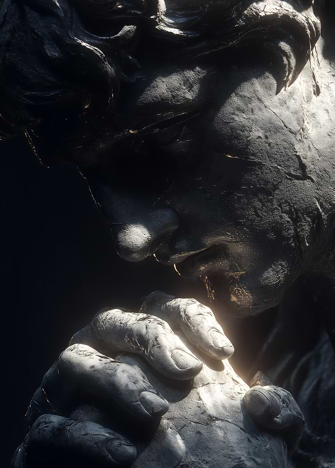 Pensive Marble Close-Up