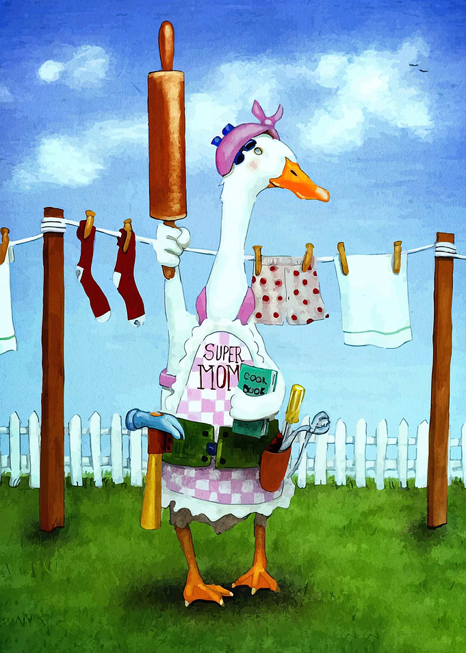 Super Mom Goose with Rolling Pin