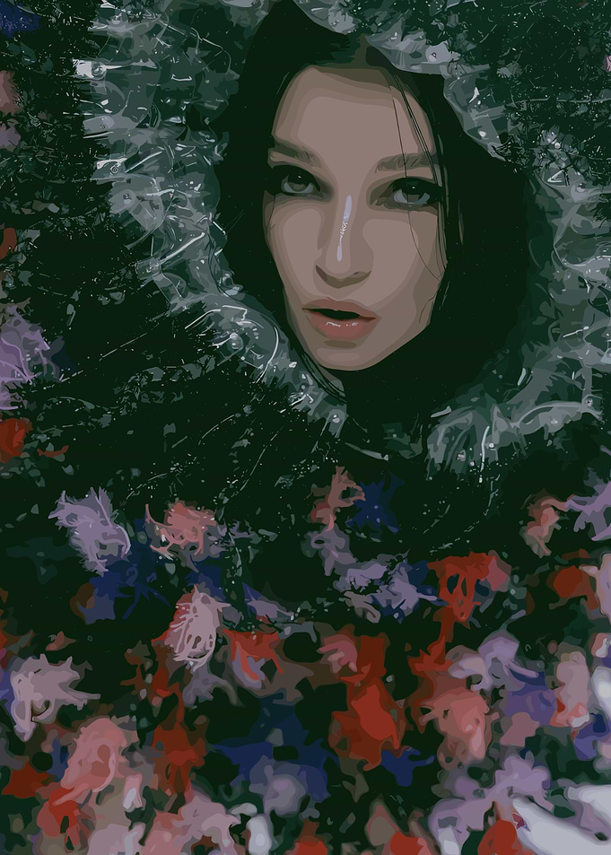 Abstract Portrait with Floral Elements