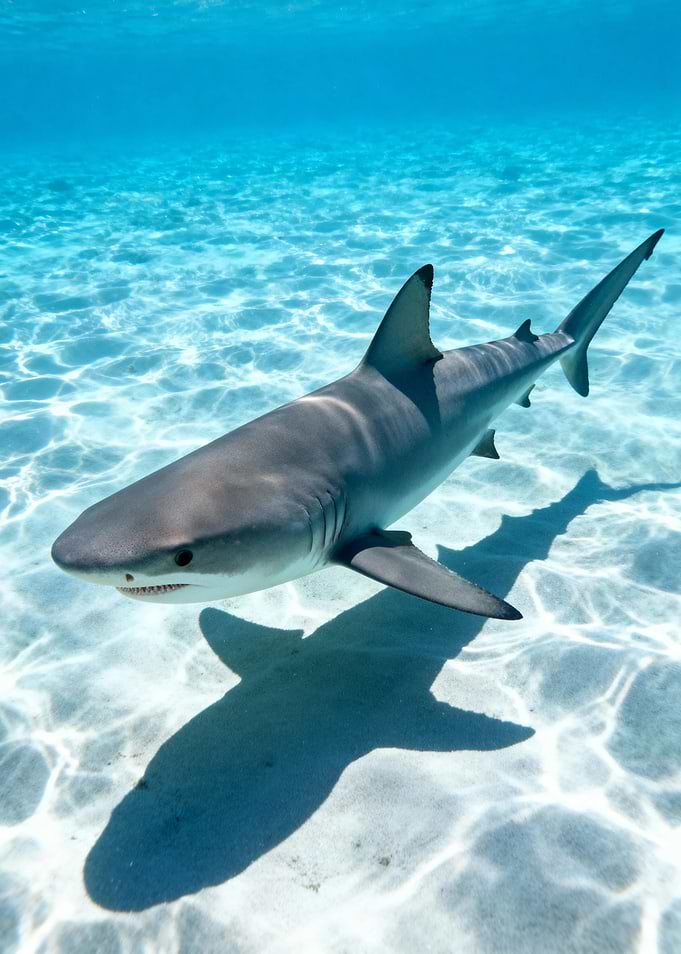 Shark in clear turquoise water
