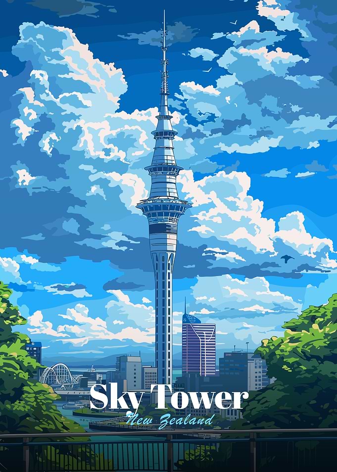 Sky Tower New Zealand Anime Style