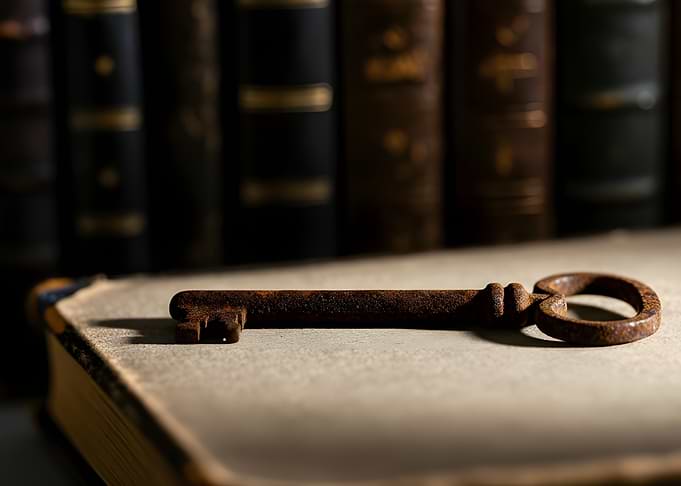 Rusty Key on Antique Book