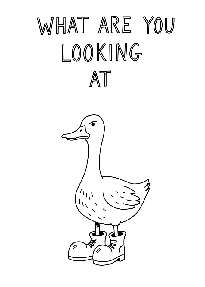 Duck in Boots Line Art
