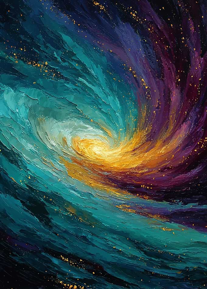Abstract Swirl Painting with Gold Accents