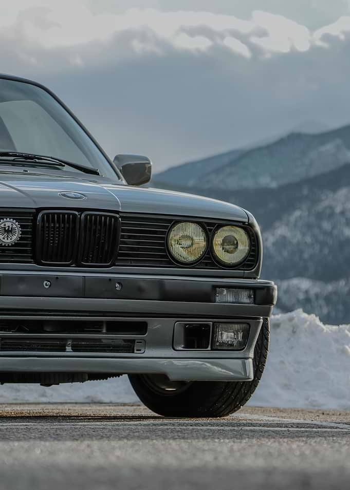 Gray BMW E30 Front View