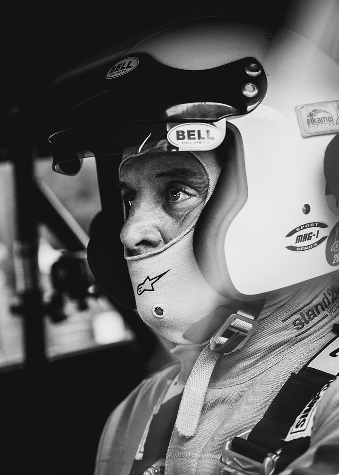 Focused Racer in Black and White