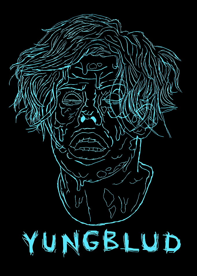 Yungblud Cyan Line Art Portrait