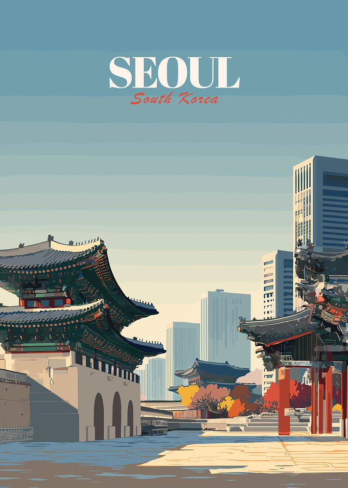Seoul, South Korea Travel Poster