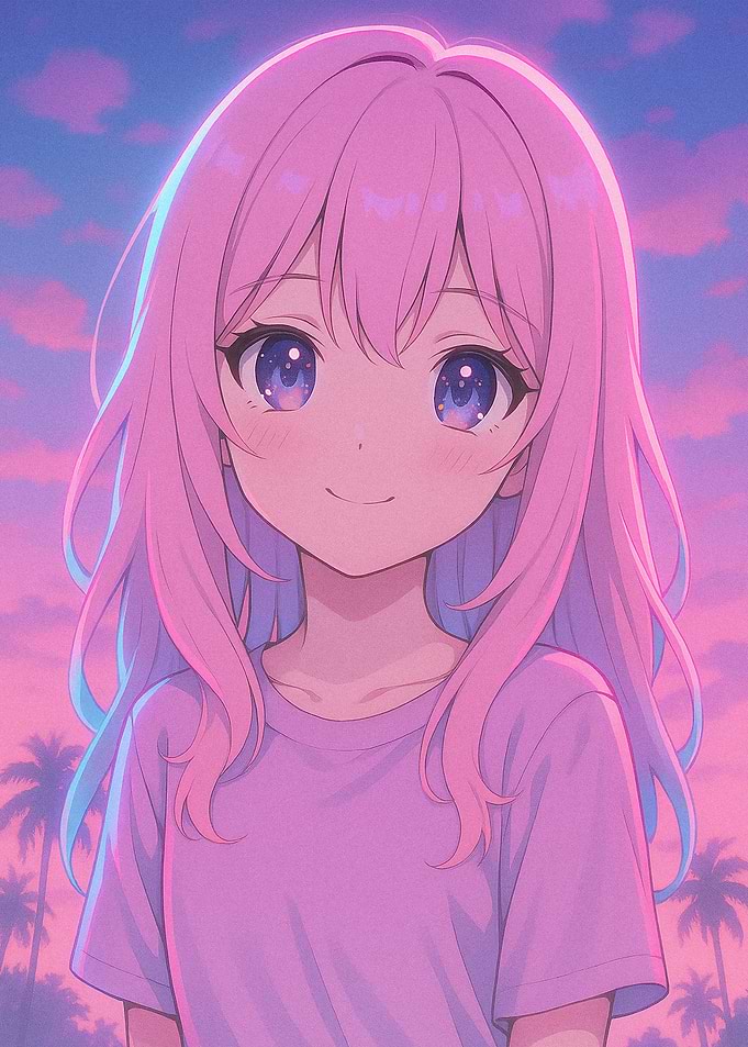Anime Girl with Pink Hair