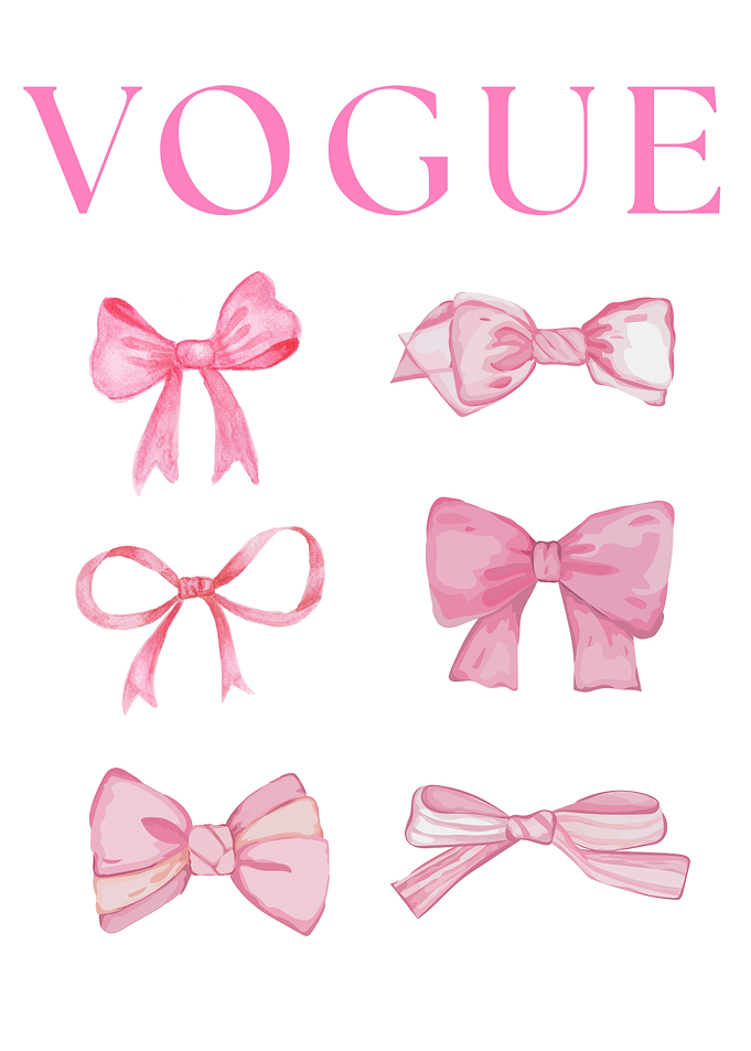 Vogue Pink Bows Watercolor Art