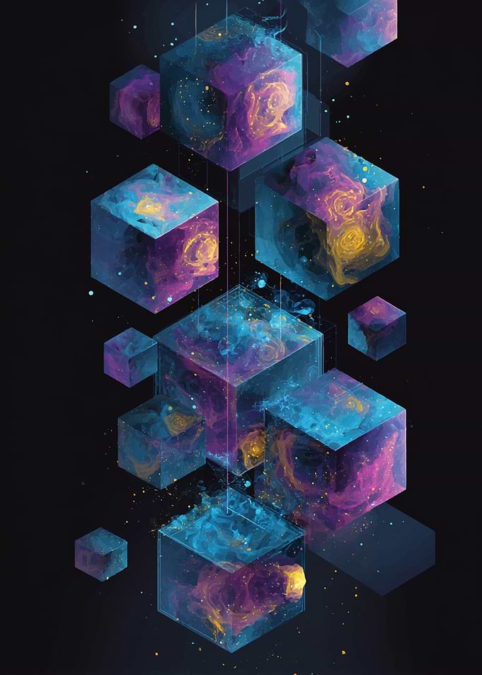 Abstract Cubes with Nebula Inside