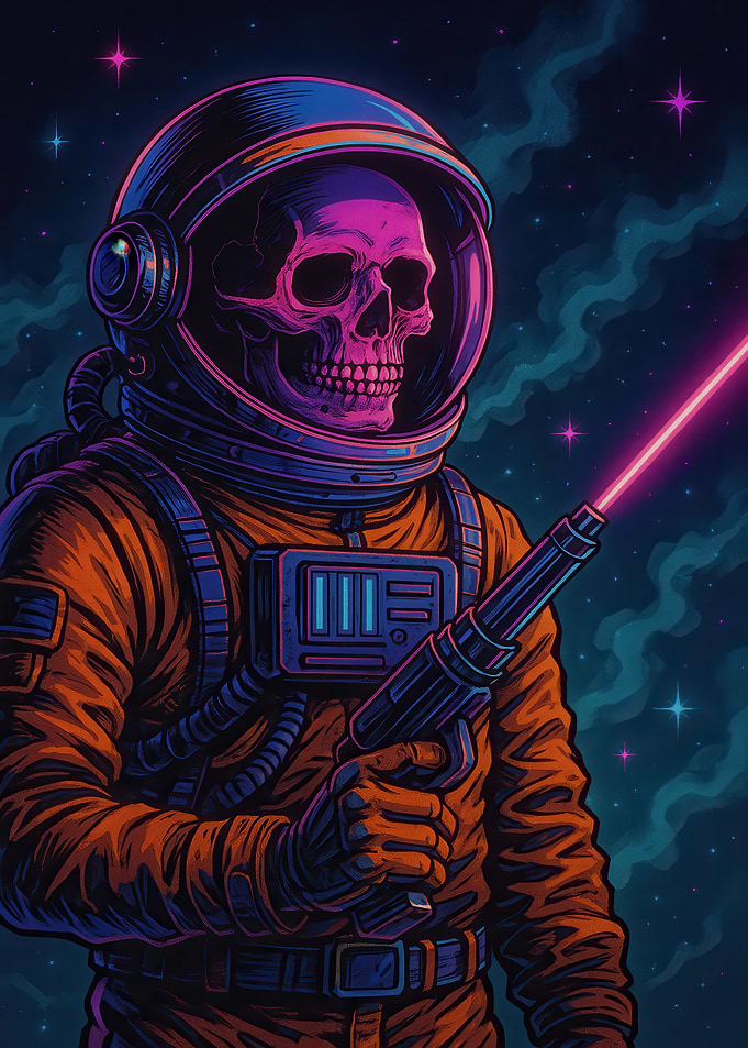 Astronaut Skeleton with Laser Gun