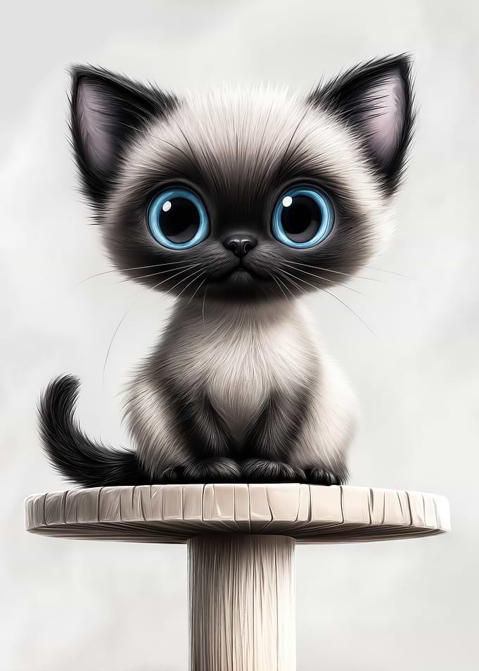 Cute Siamese Kitten with Big Eyes