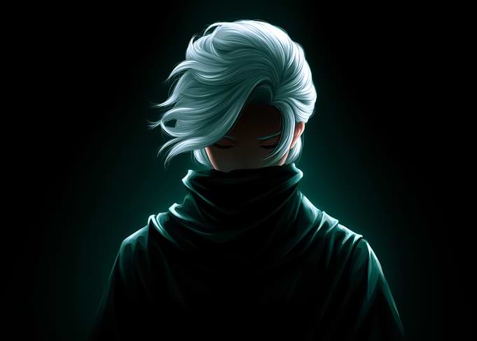 Hooded Figure with White Hair
