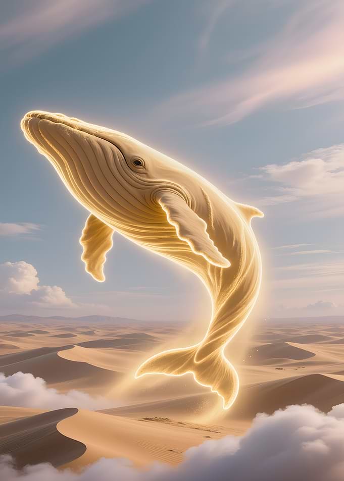 Glowing Whale in Desert Sky