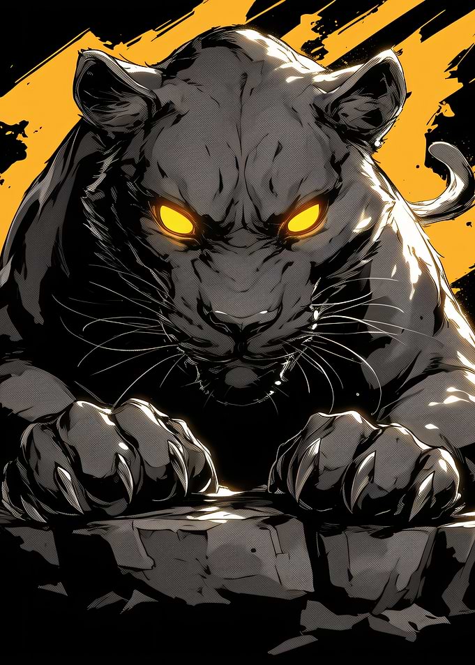 Black Panther with Glowing Eyes