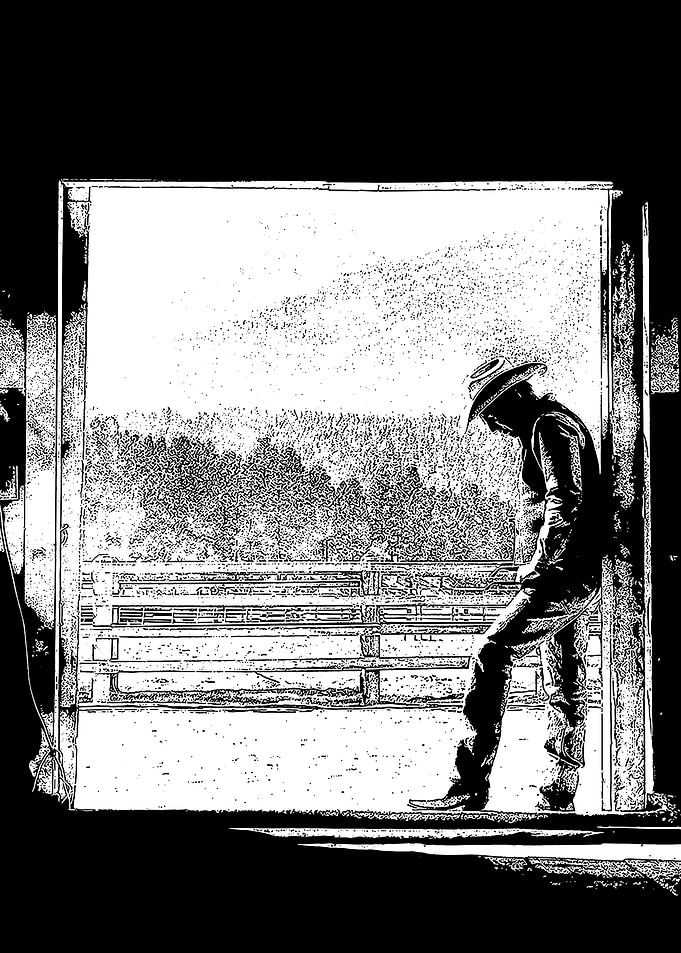 Cowboy Silhouette in Black and White