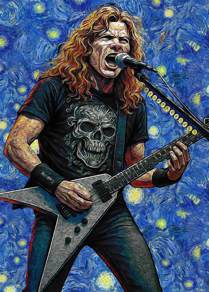 Musician in Starry Night Style
