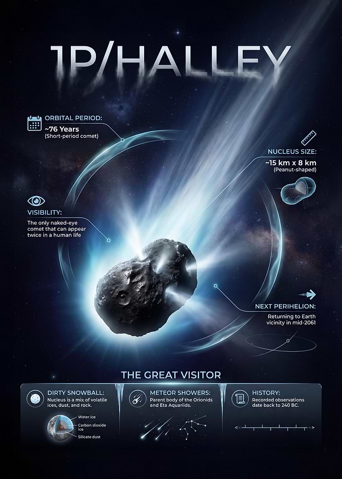 1P/Halley Comet Infographic