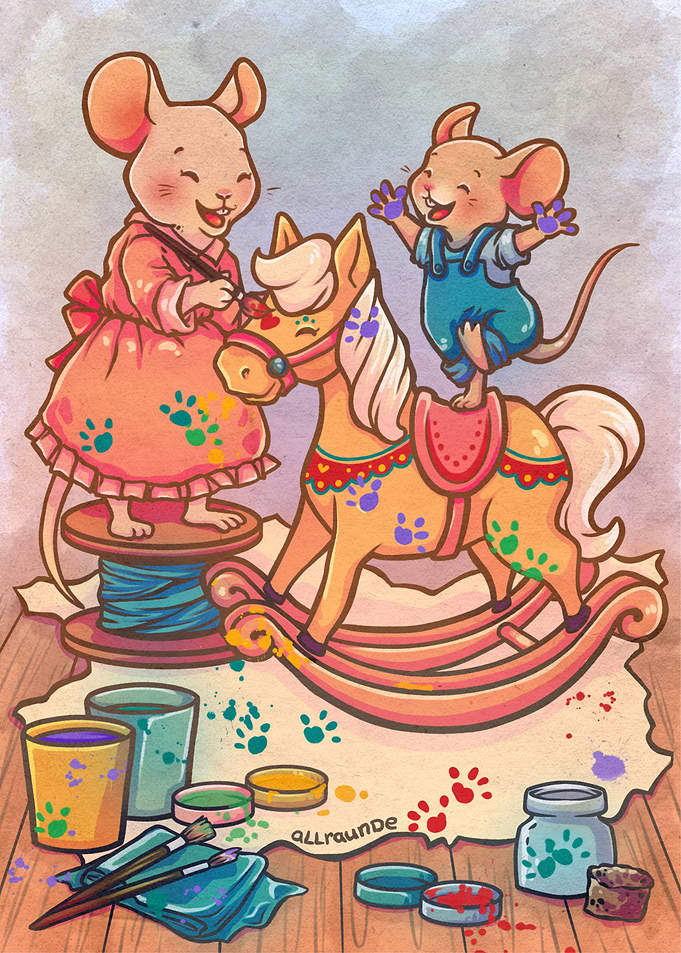 Mice Painting a Rocking Horse