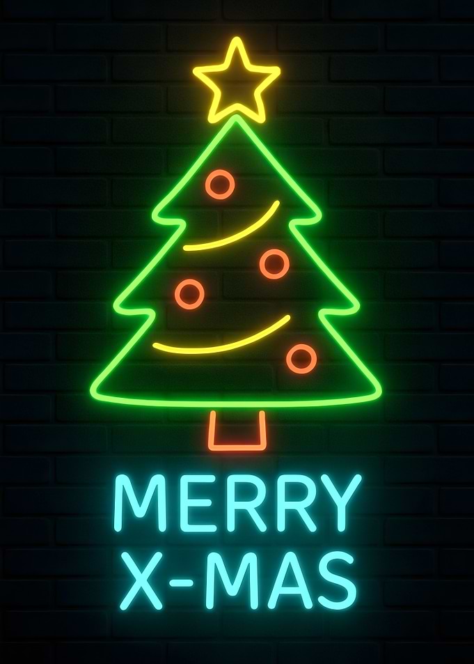 Neon Merry X-Mas Christmas Tree