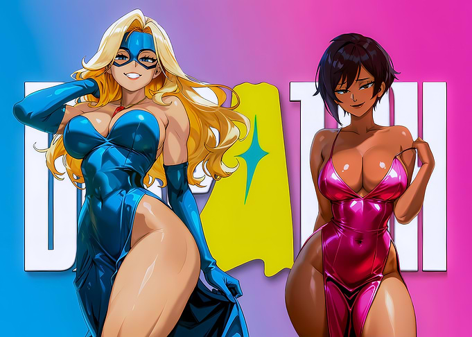Superheroines in Shiny Dresses