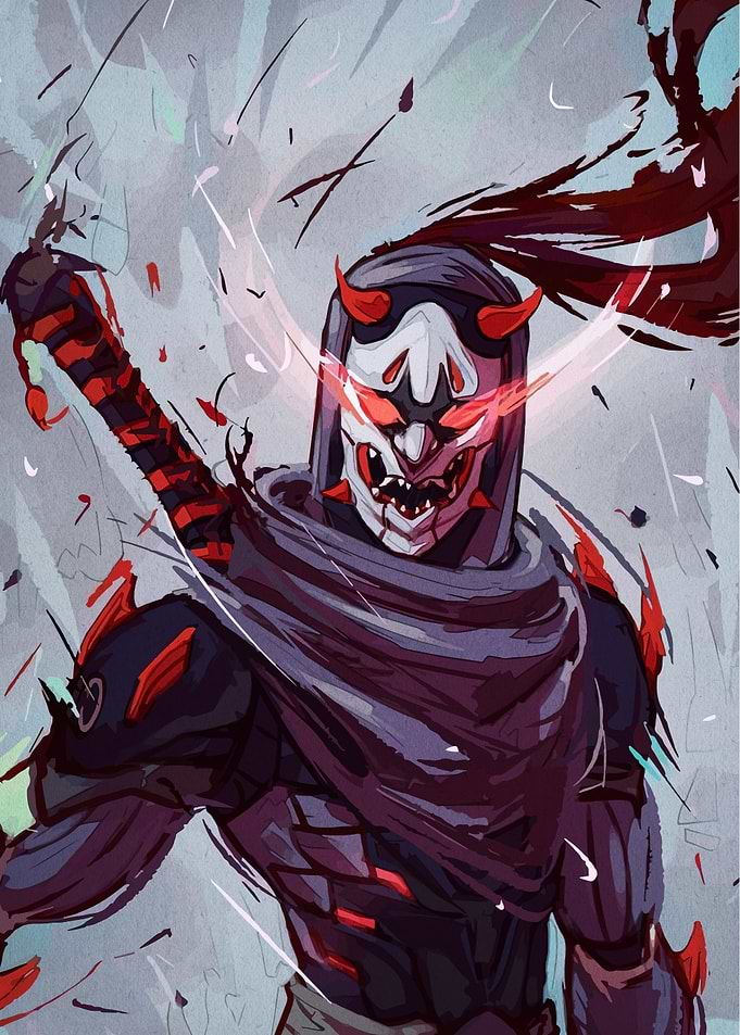 Demon Masked Warrior with Sword