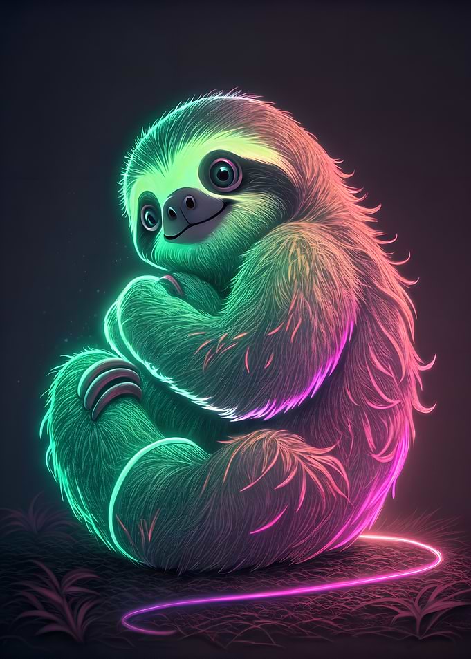 Neon Sloth Cuddle