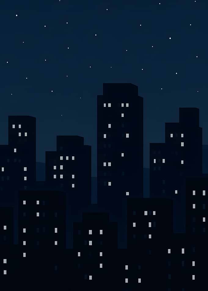 Night Cityscape with Stars