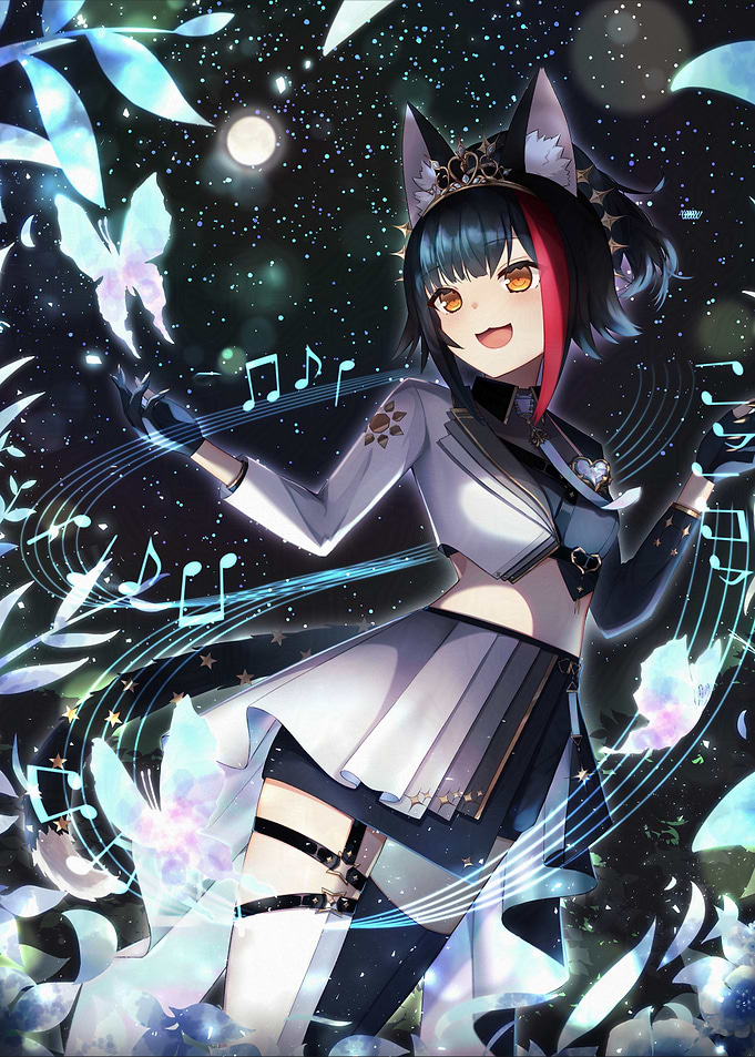 Anime Girl with Wolf Ears and Music