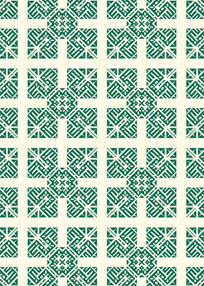 Green Cross Geometry on Beige Background