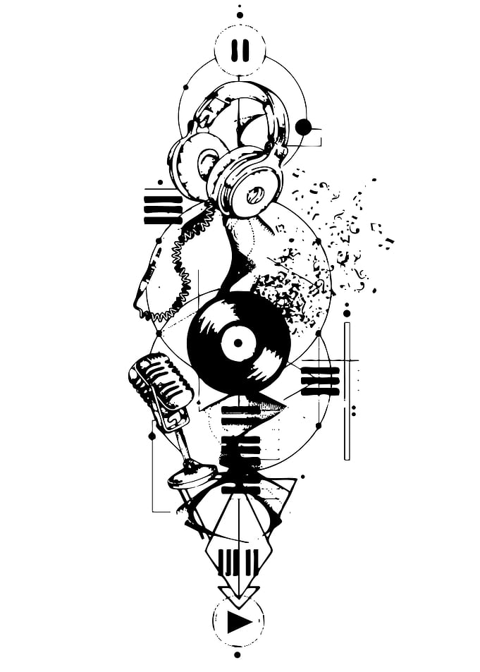 Music themed black and white design