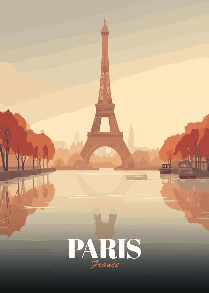 Paris Eiffel Tower Travel Poster