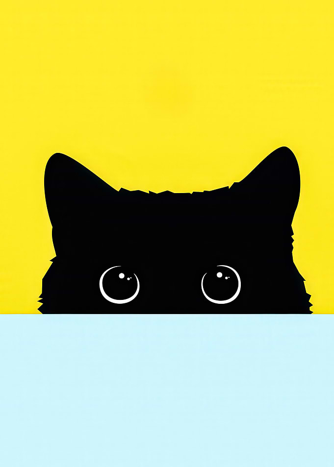 Peeking Black Cat