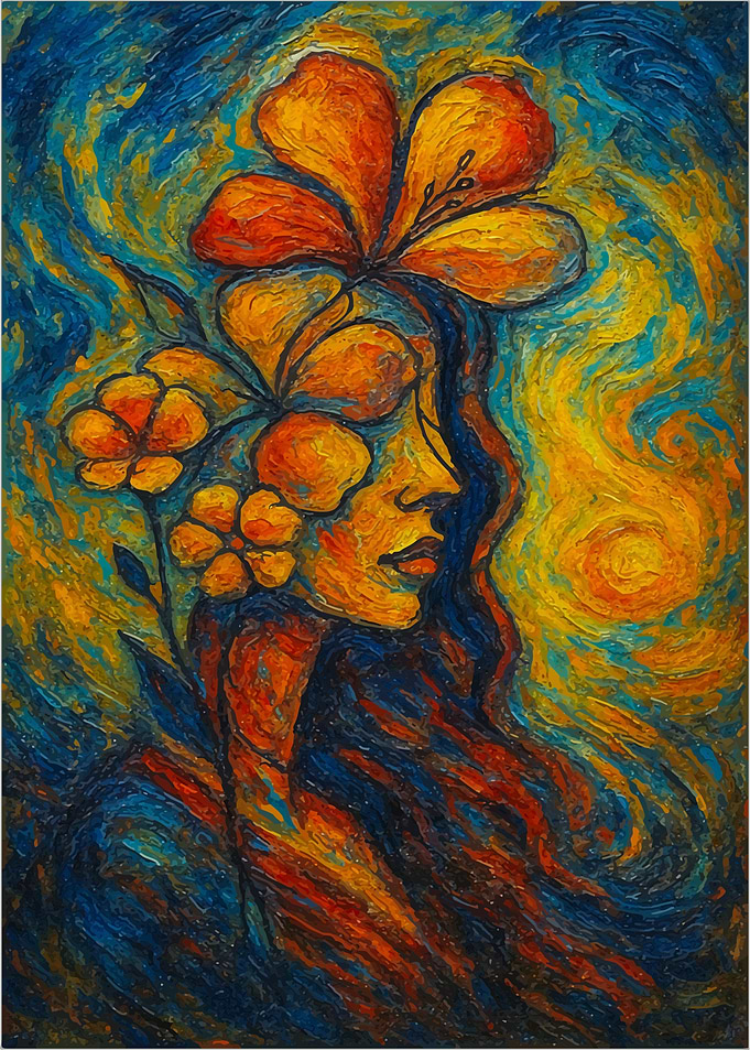 Floral Woman Abstract Painting