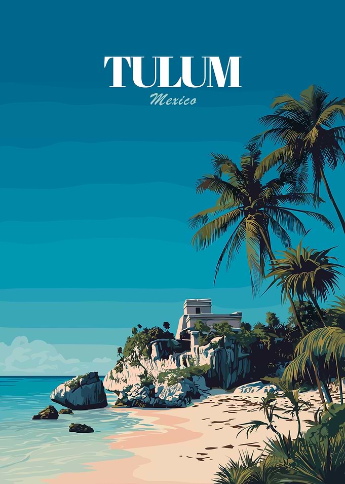 Tulum Mexico Travel Poster