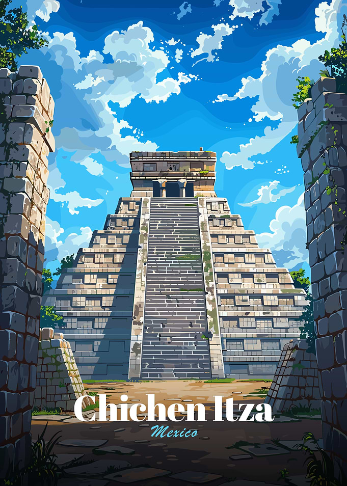 Chichen Itza, Mexico Illustration