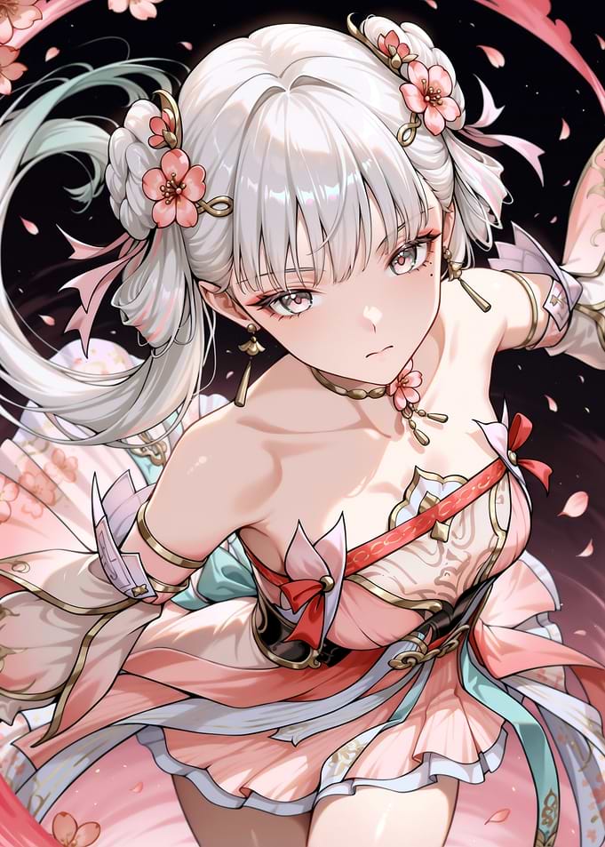 Anime Girl with Cherry Blossoms