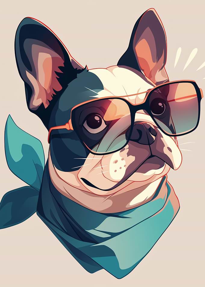 Cool Dog with Sunglasses and Bandana