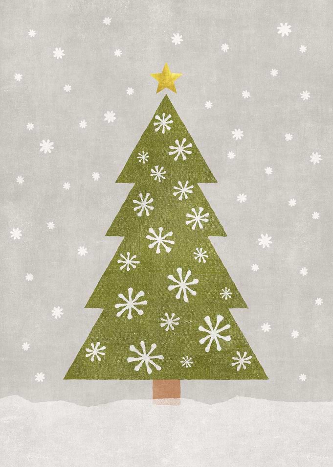 Minimalist Christmas Tree with Snowflake Ornaments