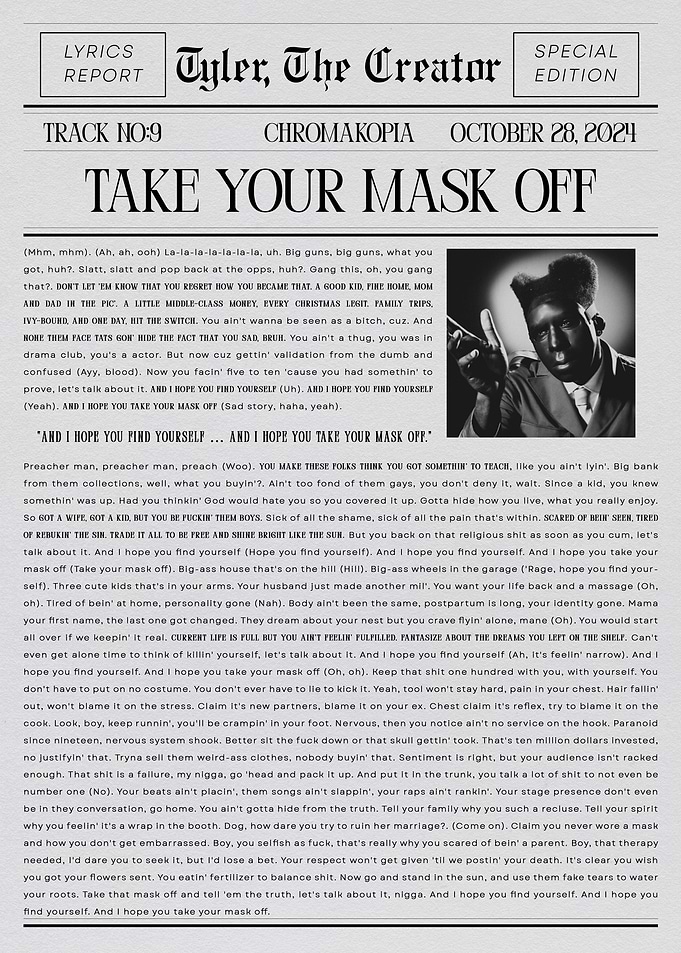 Tyler, The Creator - Take Your Mask Off